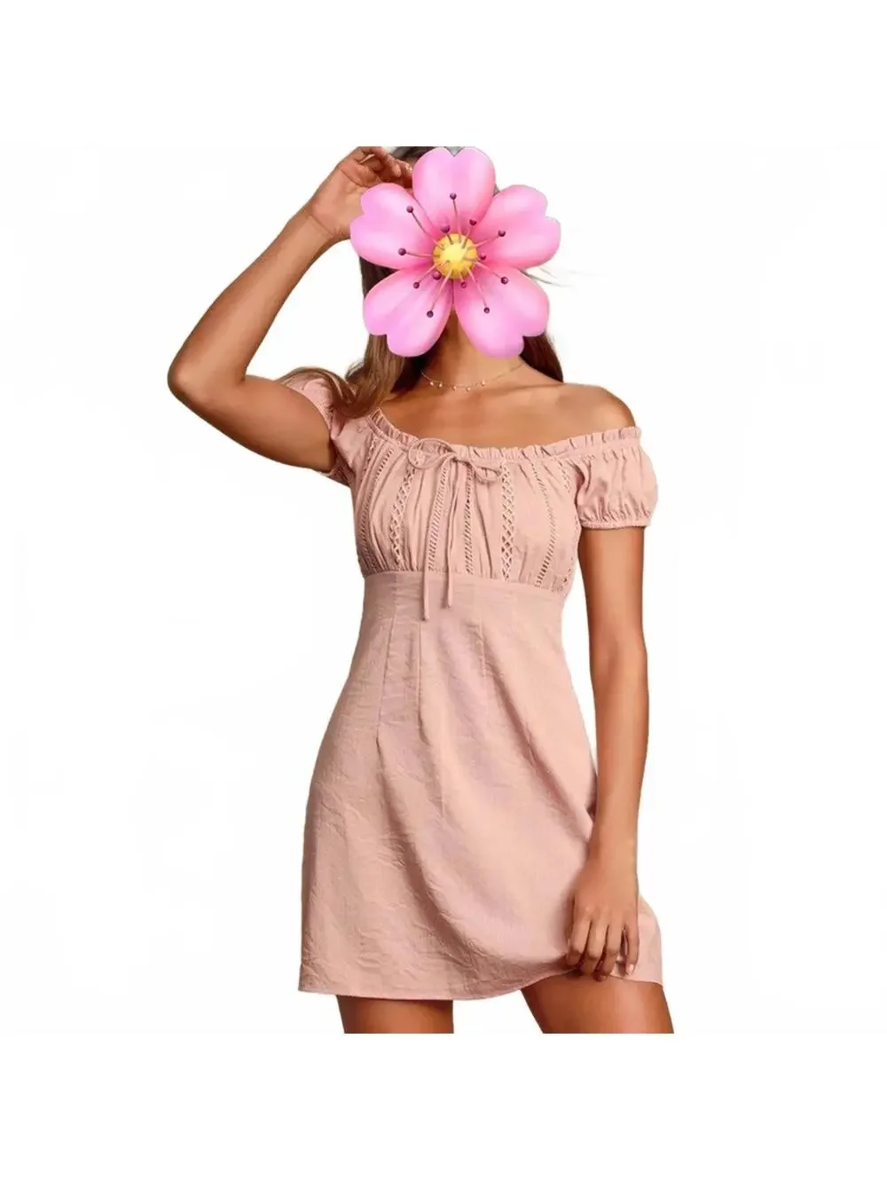 Lulus Wisteria Blush Pink Embroidered Off-The-Shoulder Mini Dress Size L | NWT - Picture 2 of 14